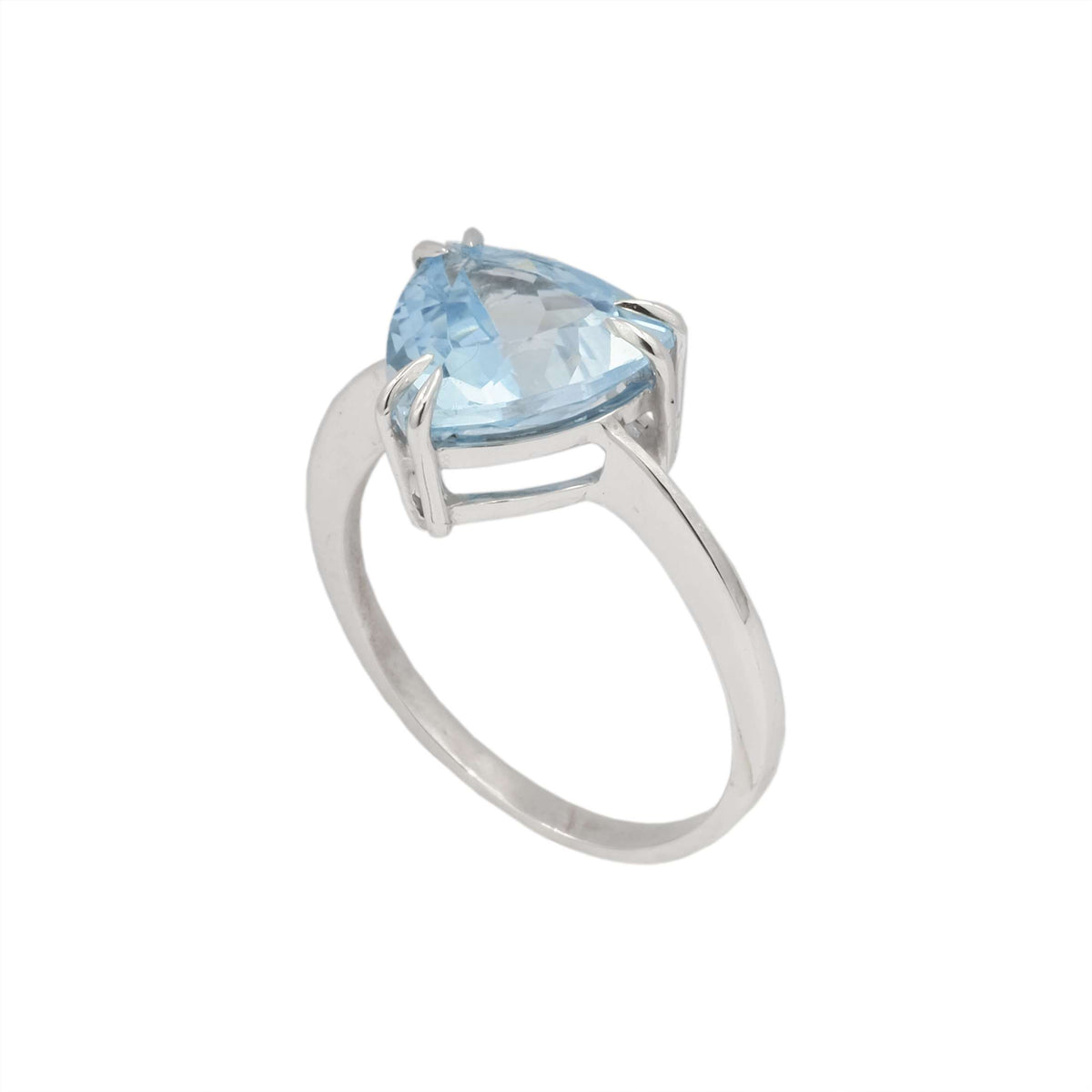 Anel kanju ouro branco topázio azul