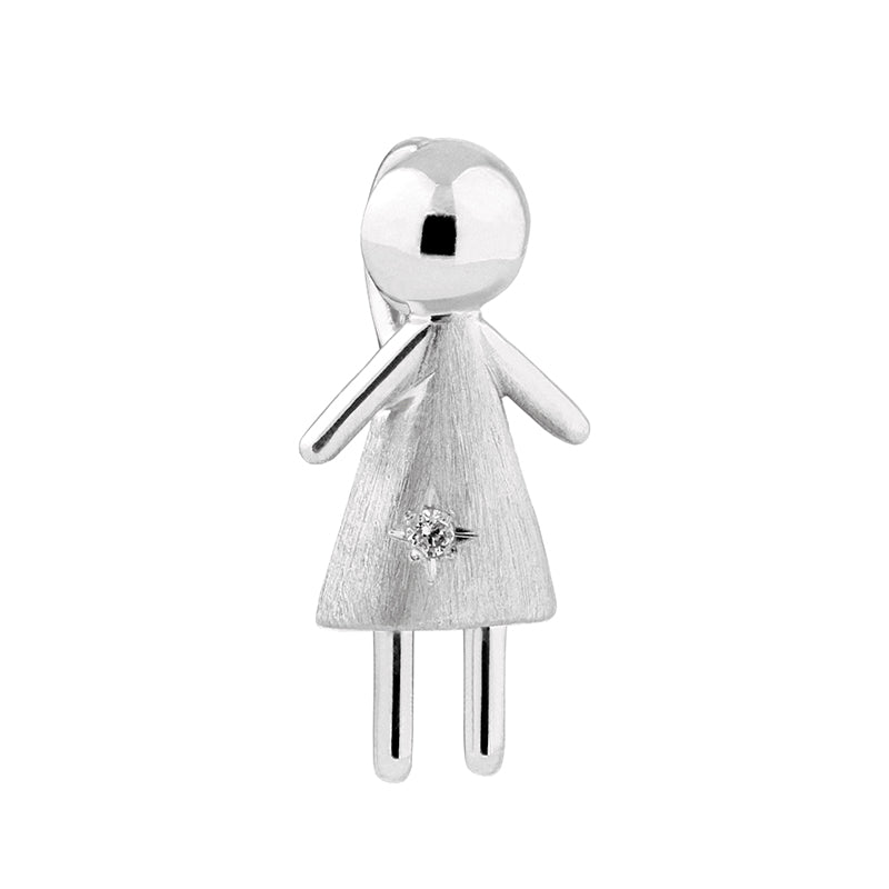 PINGENTE PETIT MENINA OURO BRANCO E DIAMANTE