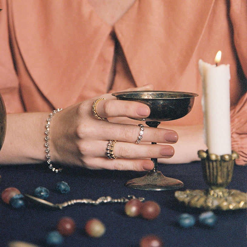 PULSEIRA RIVIERA GALILEU OURO AMARELO E SAFIRA TRANSLÚCIDA