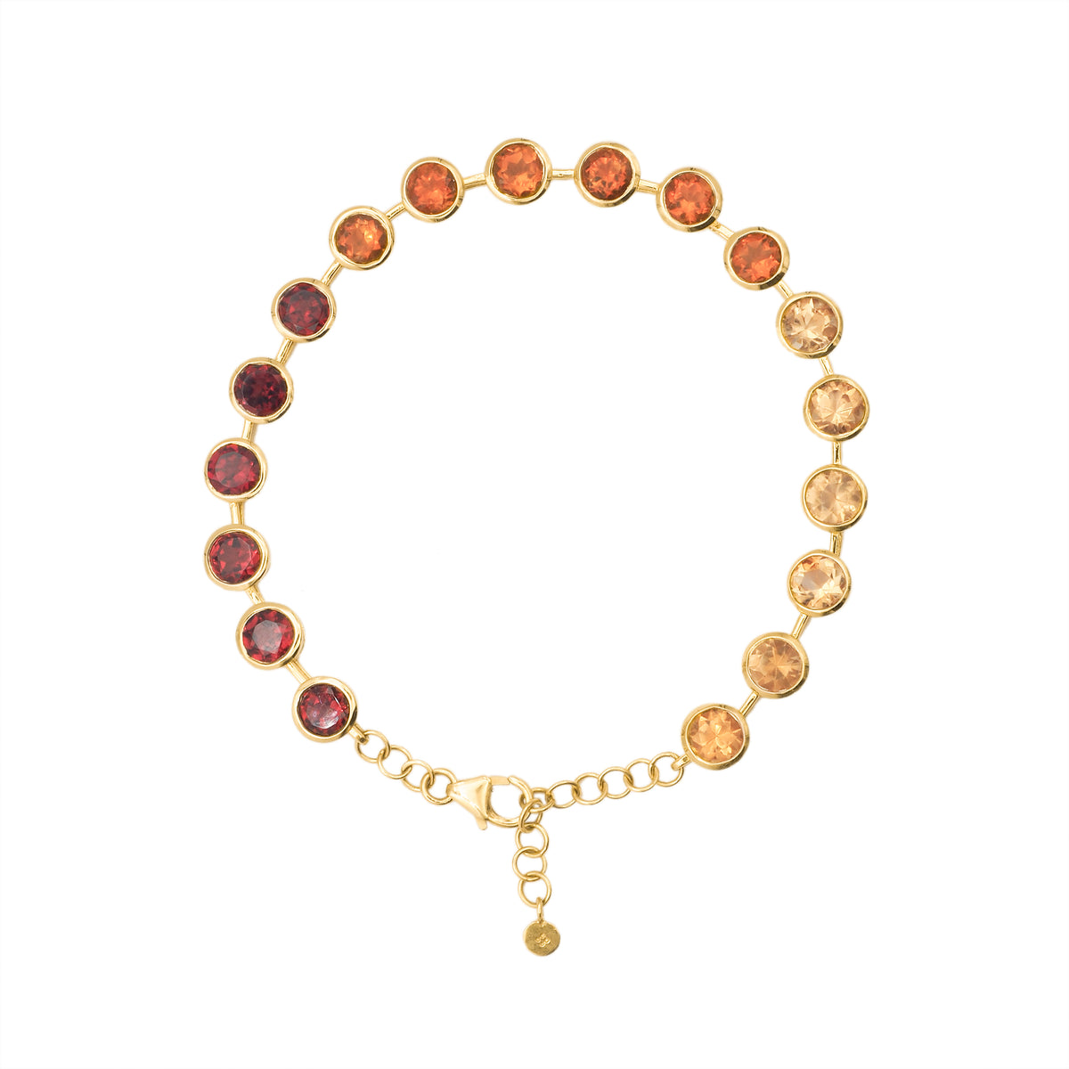 Pulseira arlequim ouro amarelo granada, citrino rio grande e citrino