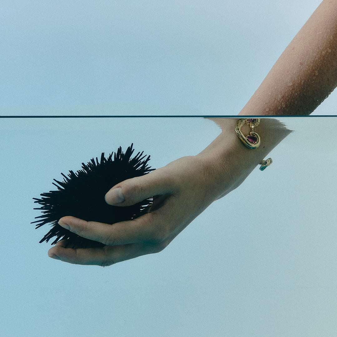 PULSEIRA ORUGA OURO AMARELO CITRINOI RIO GRANDE E TURMALINA ROSA