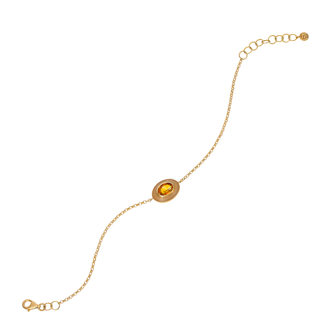 Pulseira botânica 10 ouro amarelo citrino rio grande e resina off white