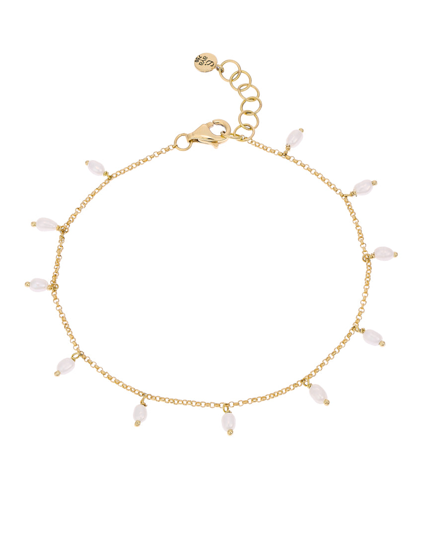 Pulseira flapper ouro amarelo e pérola barroca