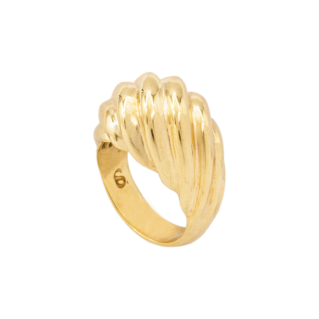 ANEL BOMBÉ COCOON PRATA COM BANHO DE OURO AMARELO