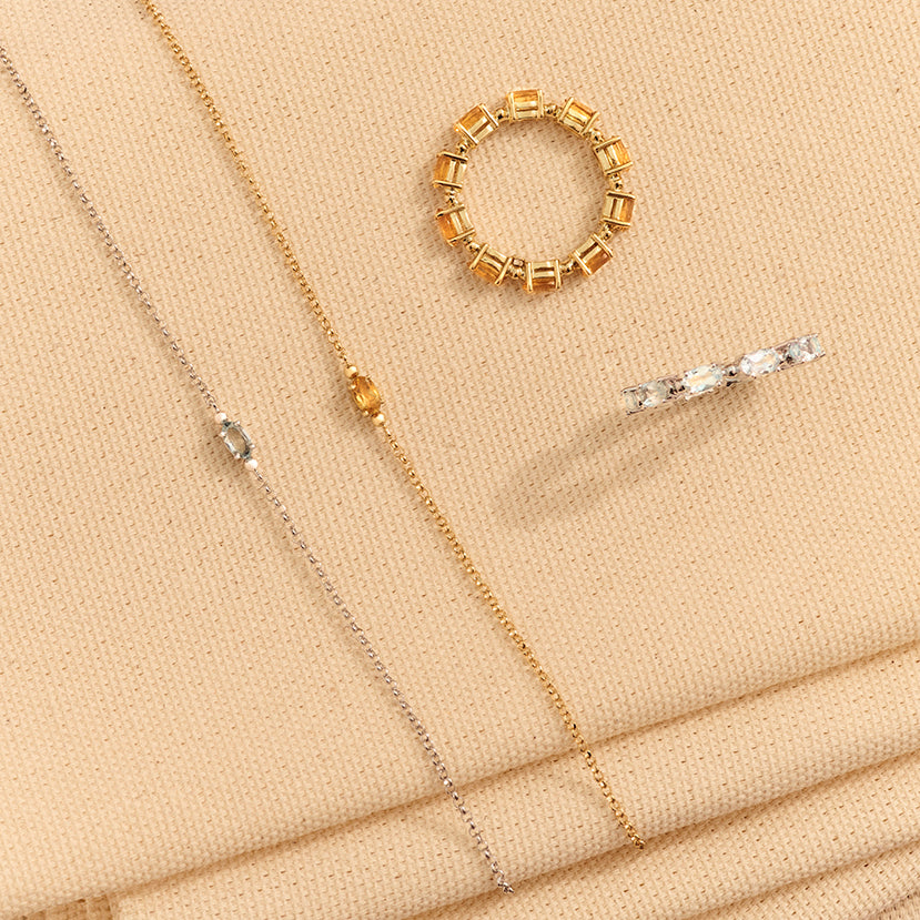 Pulseira frida ouro branco e topázio sky