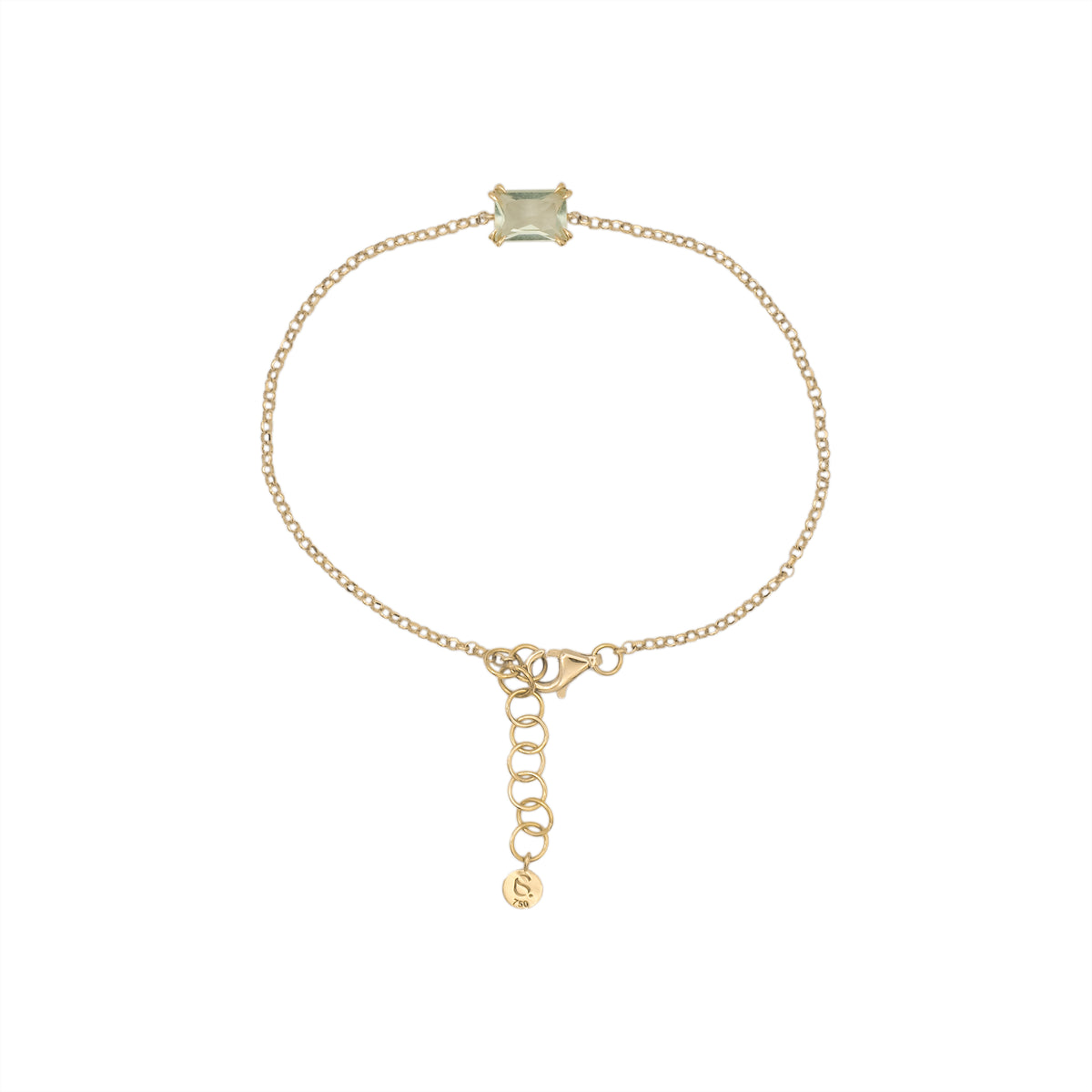 Pulseira mini kanju ouro amarelo e ametista verde