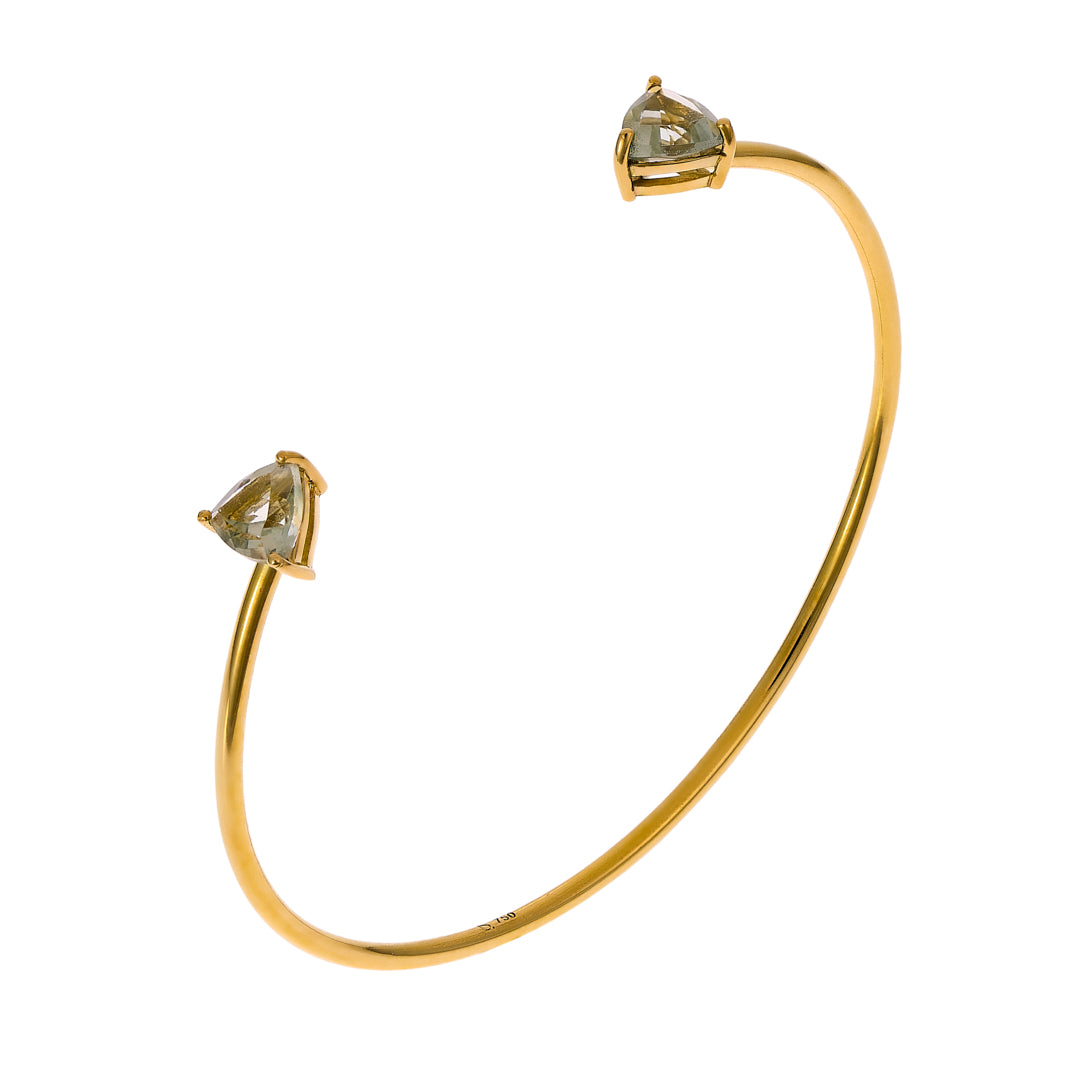 Pulseira kanju trilhão 10 ouro amarelo e ametista verde