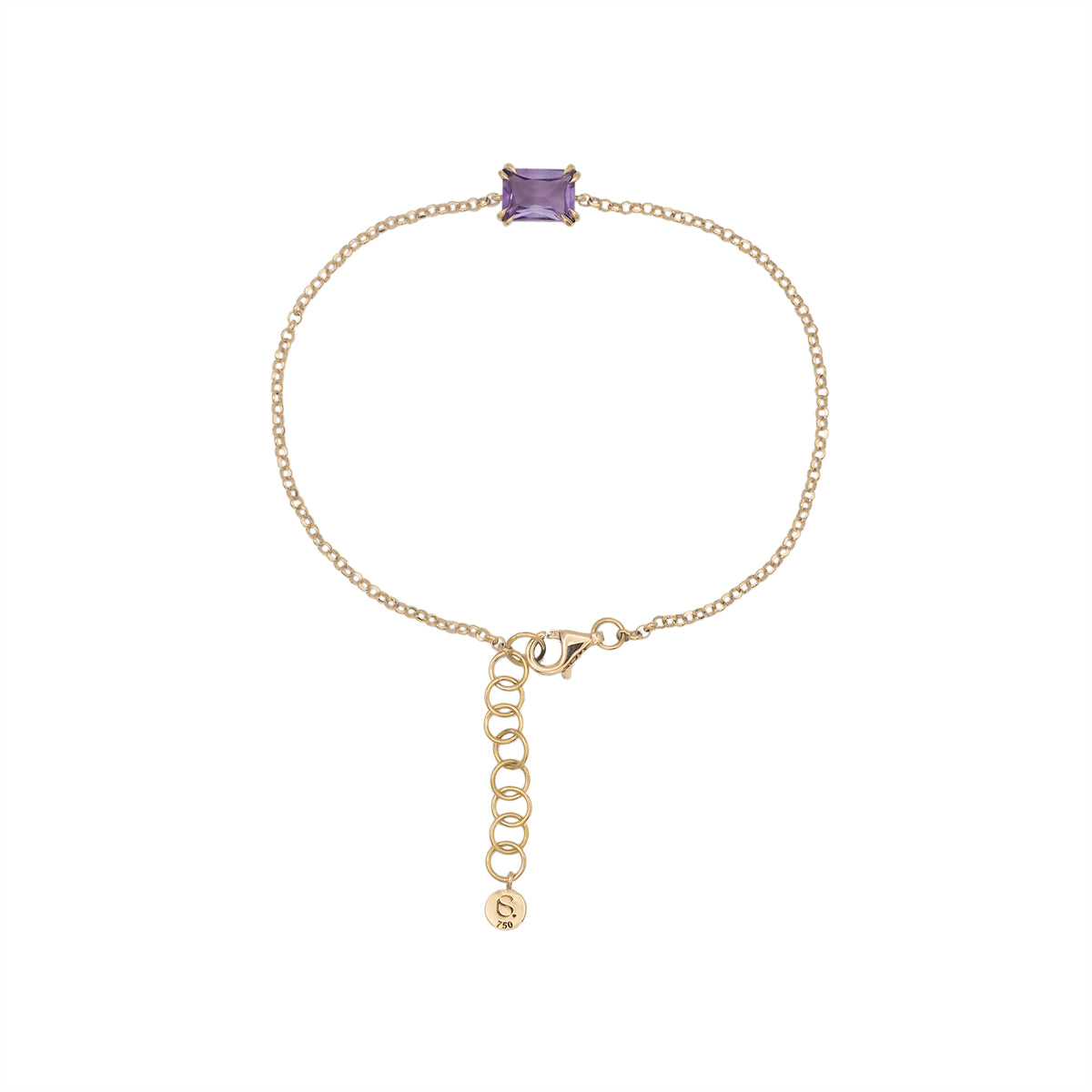 Pulseira mini kanju ouro amarelo e ametista