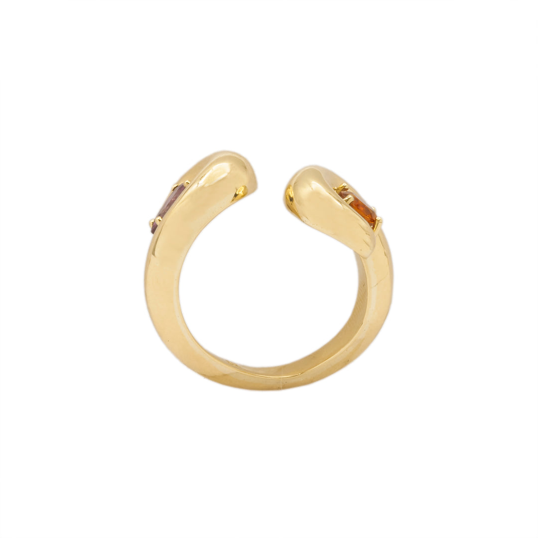 ANEL ORUGA OURO AMARELO CITRINO RIO GRANDE E TURMALINA ROSA