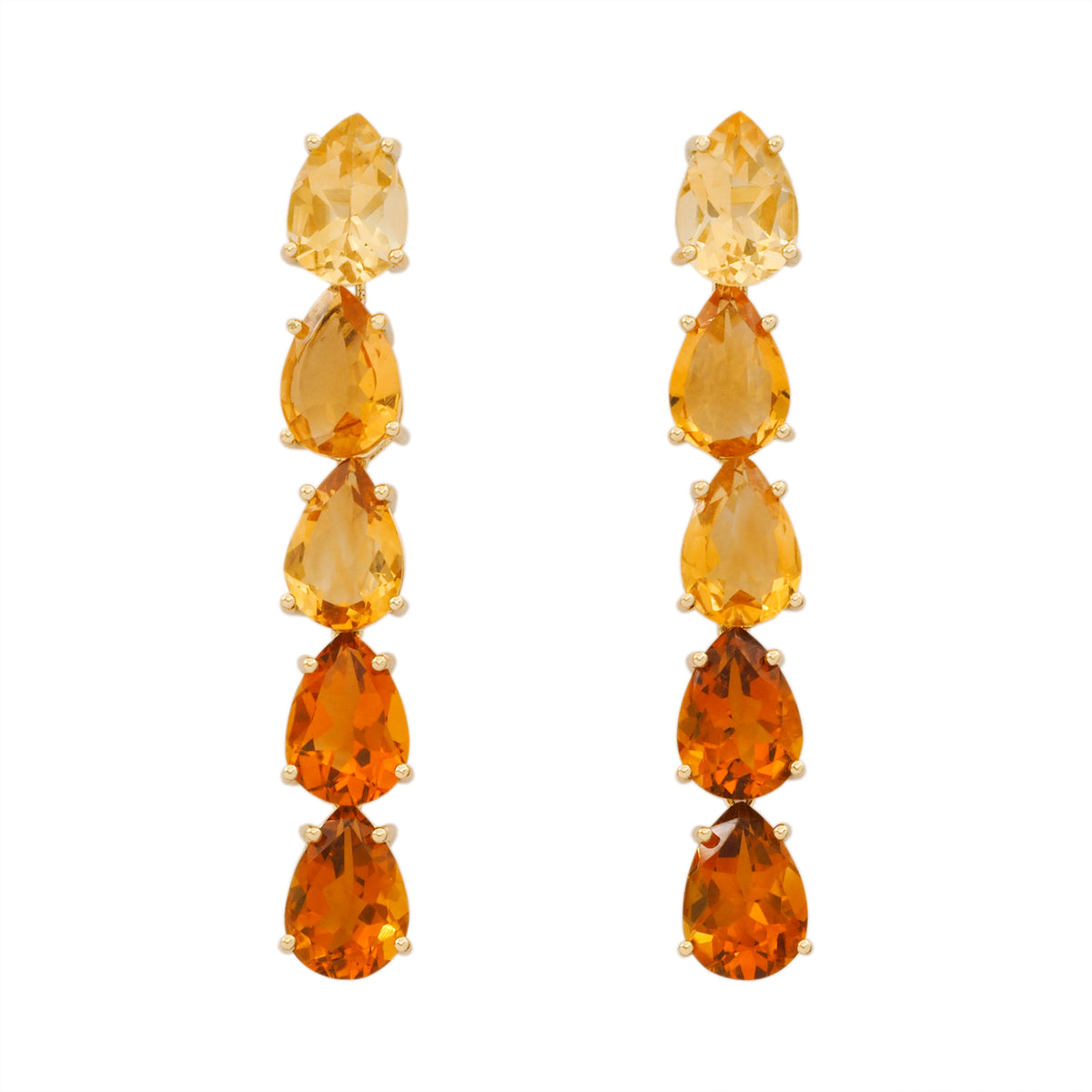 Brinco longo imago ouro amarelo citrino e citrino rio grande