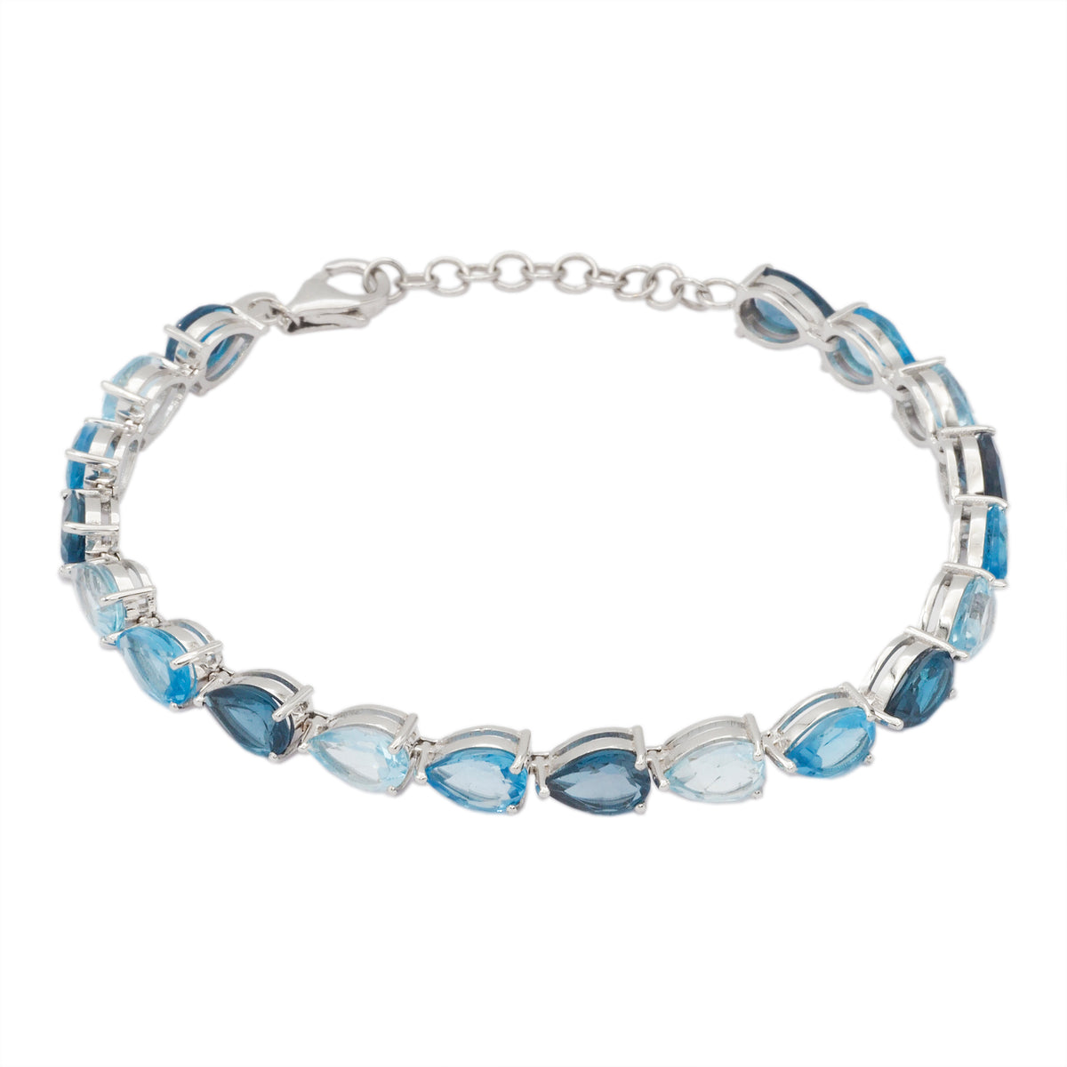 Pulseira riviera imago ouro branco topázio sky topázio swiss topázio london