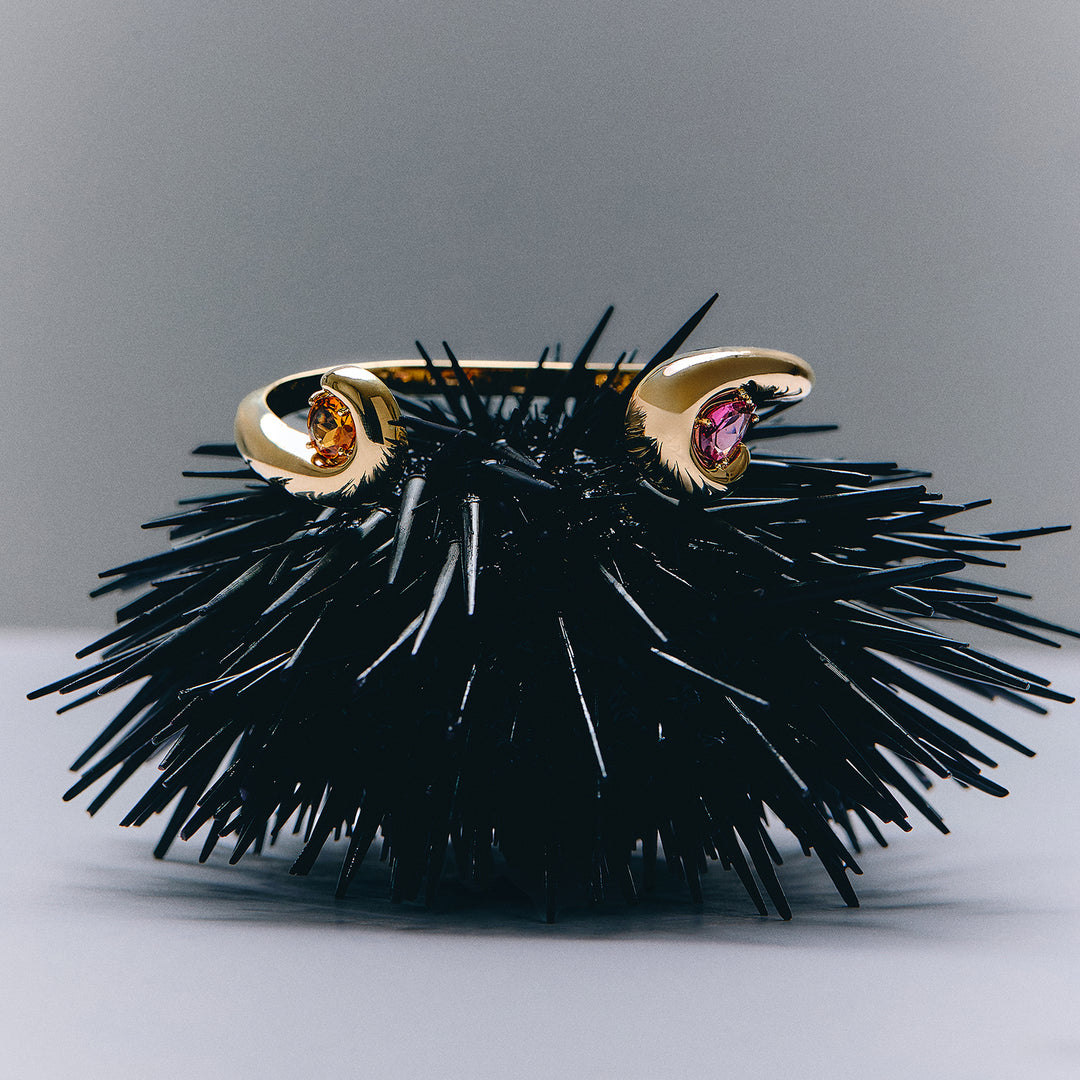 PULSEIRA ORUGA OURO AMARELO CITRINOI RIO GRANDE E TURMALINA ROSA