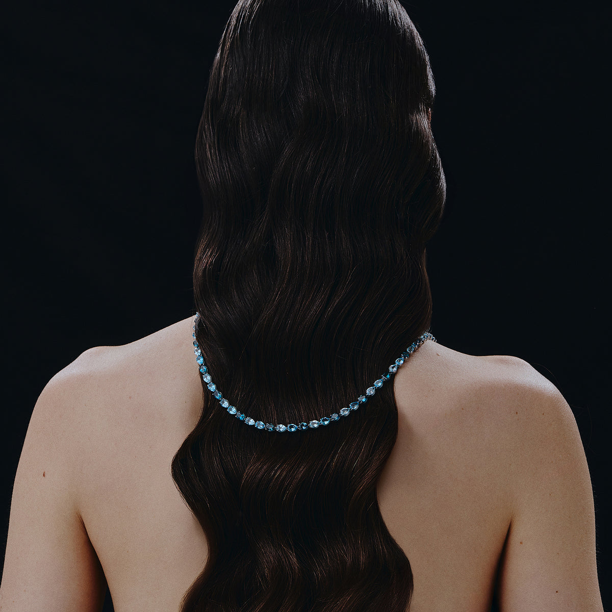 Gargantilha riviera imago ouro branco topázio sky topázio swiss topázio london