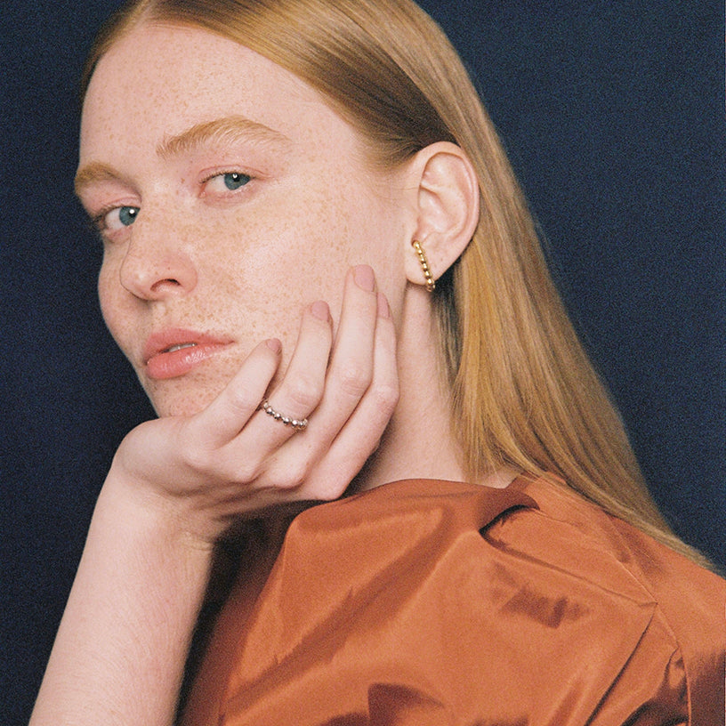 Aliança esferas galileu ouro branco