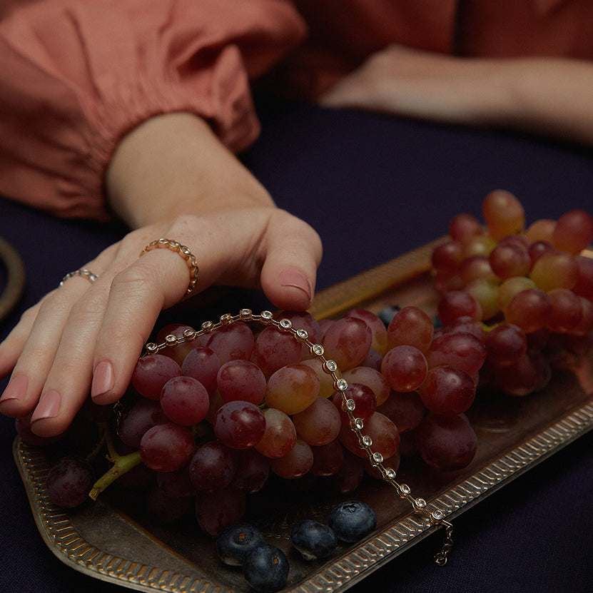 PULSEIRA RIVIERA GALILEU OURO BRANCO E SAFIRA TRANSLÚCIDA
