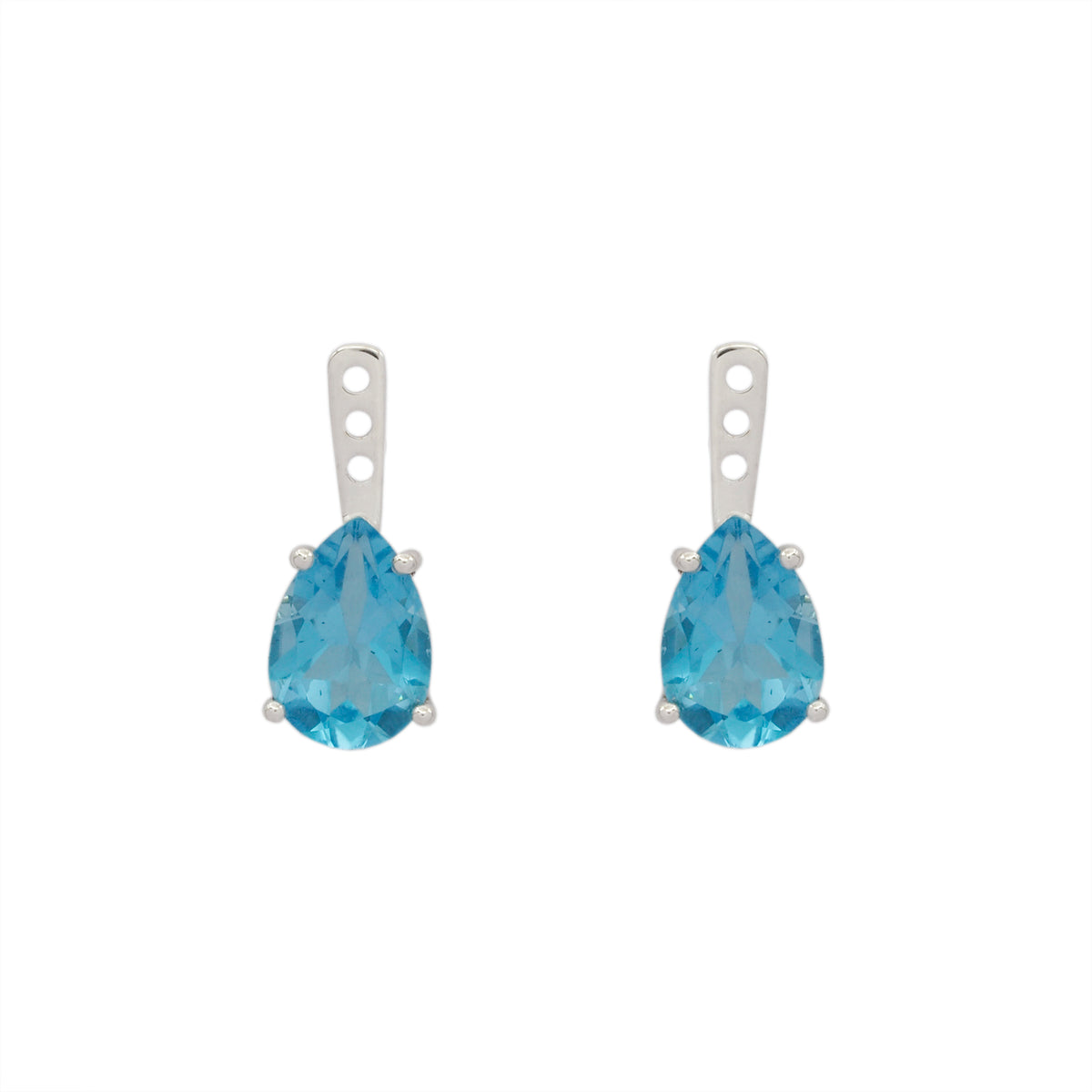 Ear jacket gota mini ovo ouro branco e topázio swiss