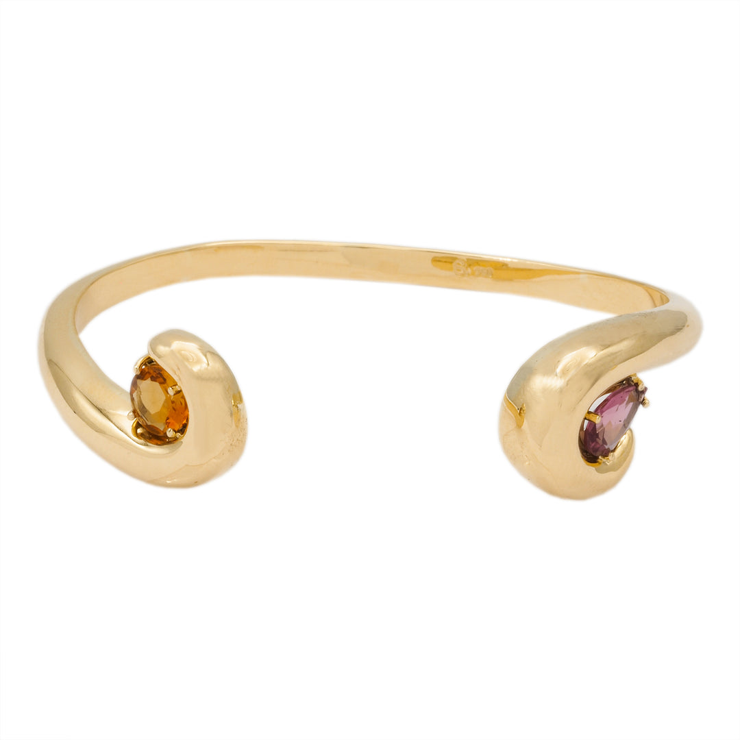 PULSEIRA ORUGA OURO AMARELO CITRINOI RIO GRANDE E TURMALINA ROSA