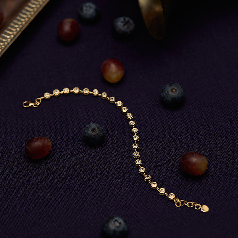 PULSEIRA RIVIERA GALILEU OURO BRANCO E SAFIRA TRANSLÚCIDA