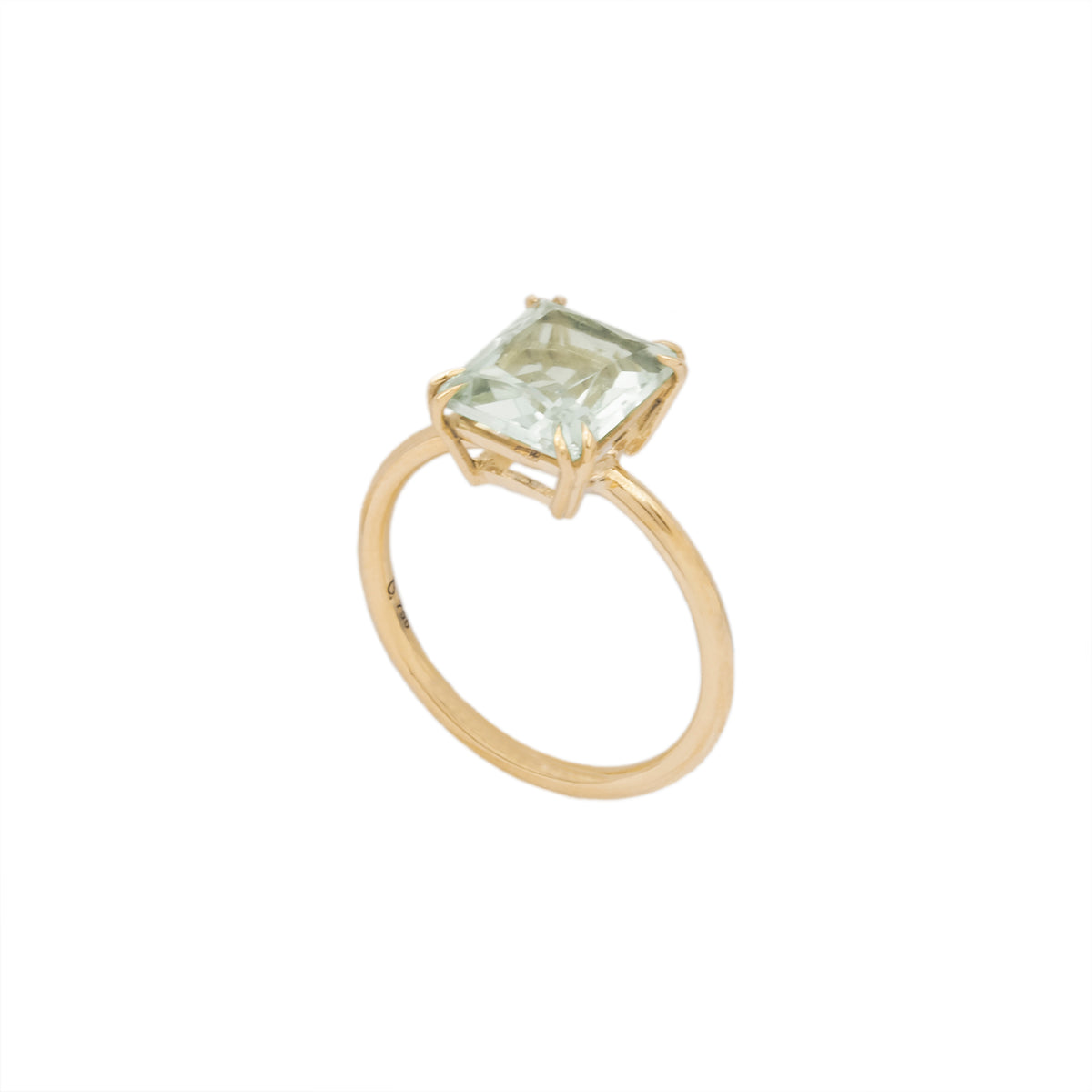 Anel mini kanju ouro amarelo e ametista verde