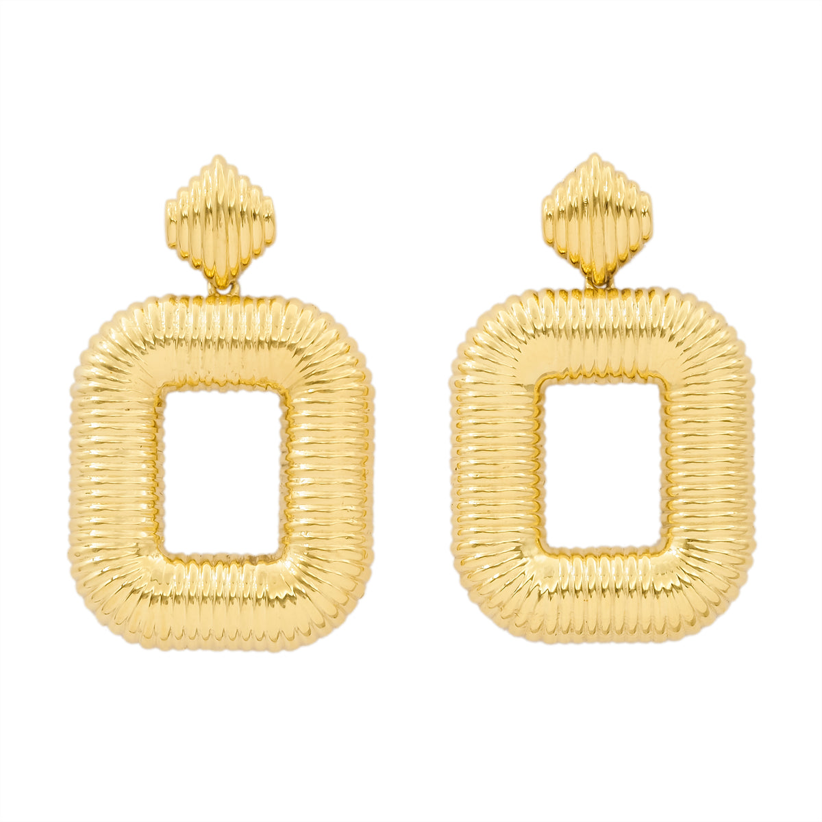 Brinco savoy duplo com banho de ouro amarelo