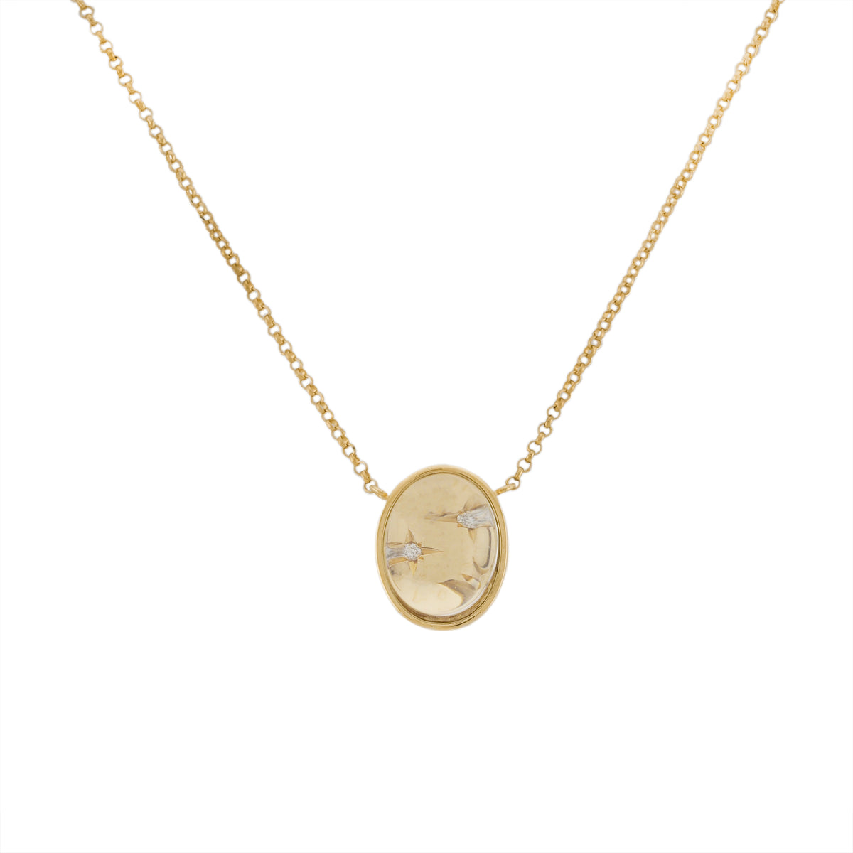 Colar estrelas guadalupe ouro amarelo quartzo e diamantes