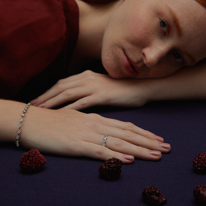 PULSEIRA RIVIERA GALILEU OURO AMARELO E SAFIRA TRANSLÚCIDA