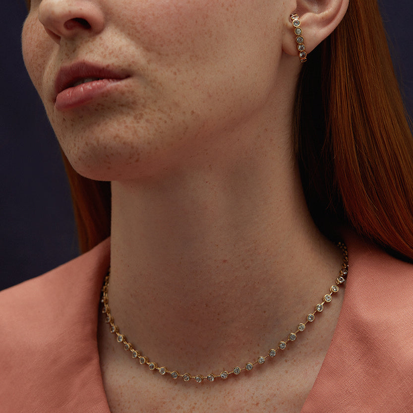 Gargantilha riviera galileu ouro amarelo e safira translúcida