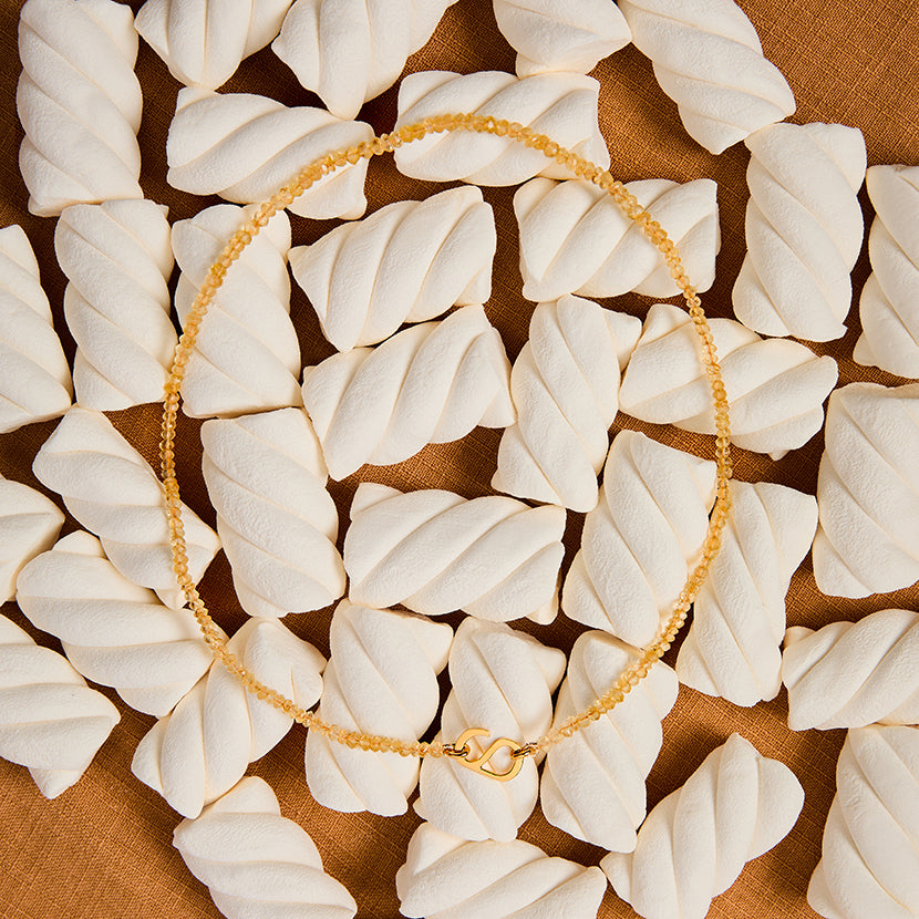 GARGANTILHA FECHO LS PRATA COM BANHO DE OURO AMARELO E CITRINO