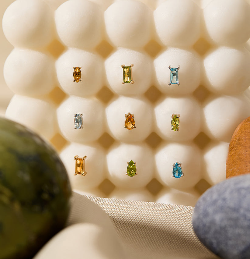 Brinco petit kanju ouro amarelo e citrino rio grande