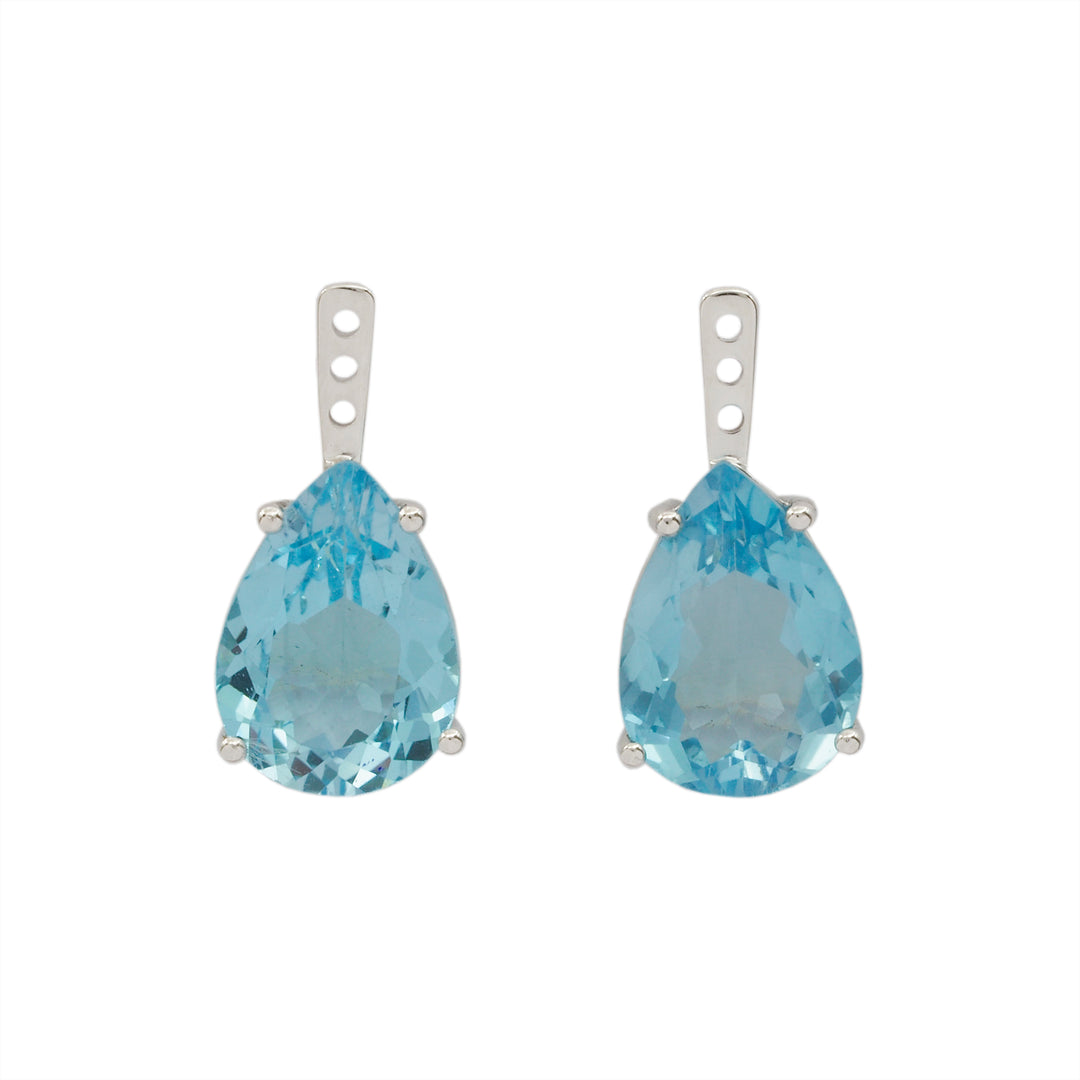 EAR JACKET GOTA OVO OURO BRANCO E TOPÁZIO SWISS