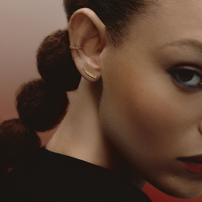 PIERCING ELLA OURO AMARELO DIAMANTES BROWN