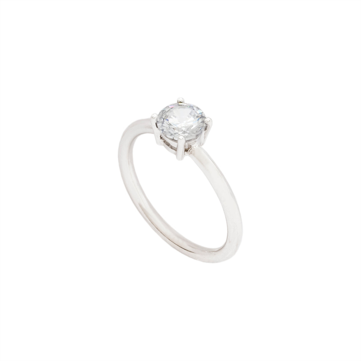 Anel solitário ovo 6 ouro branco e diamante